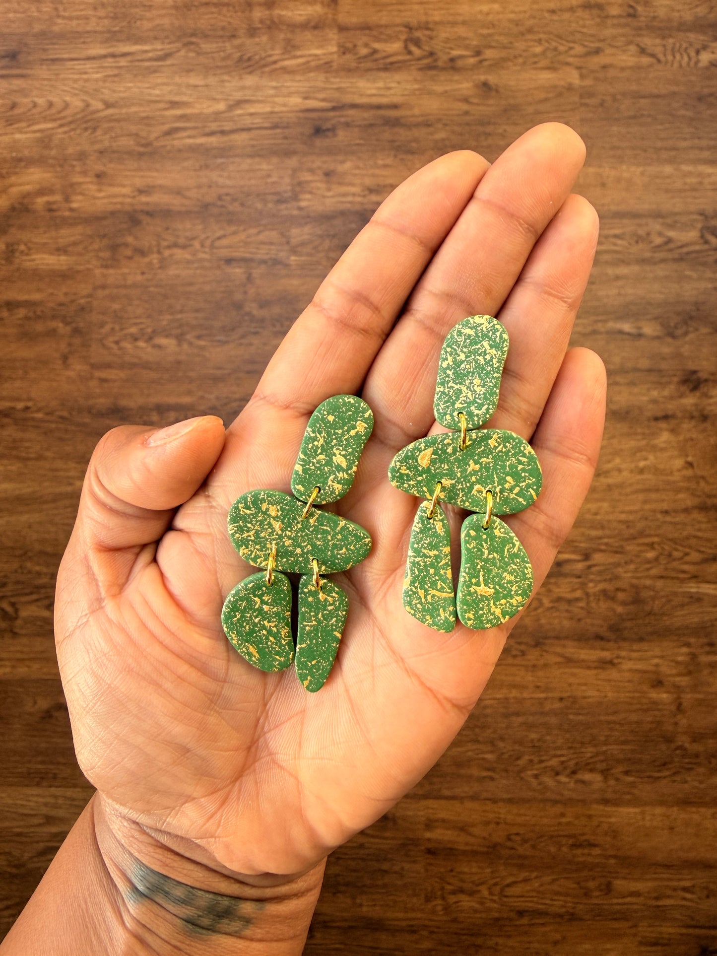 ORLA ~ GREEN & GOLD EARRINGS
